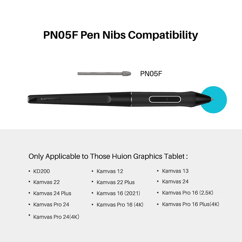 Huion Felt Nibs Replacement Pen Nib for Digital Stylus PW517 Pen Tablet KD200 Pen Display Kamvas Pro 16 4K Kamvas 24 Kamvas 13