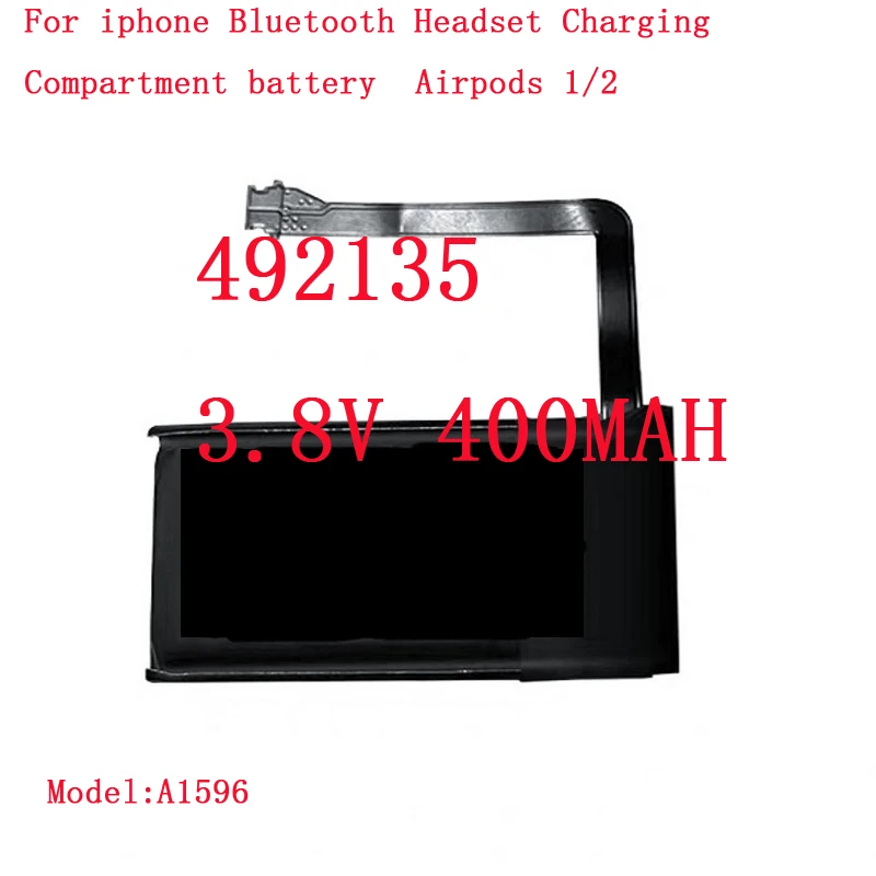 Batería de 3,8 V y 400mAh para TWS, compartimento de carga de auriculares con Bluetooth para Airpods 1 y 2, caja de carga inalámbrica
