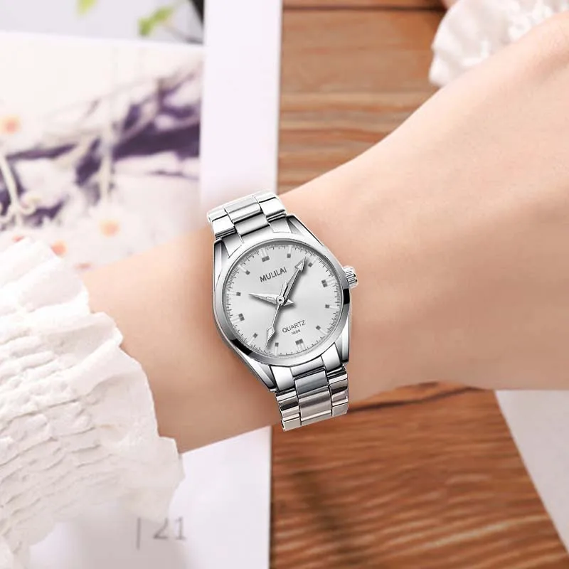 Women\'s Stainless Steel Small Watch Luxury Brand Quartz Ladies Dress Silver Blue Watch For Women Casual Waterproof Wristwatches