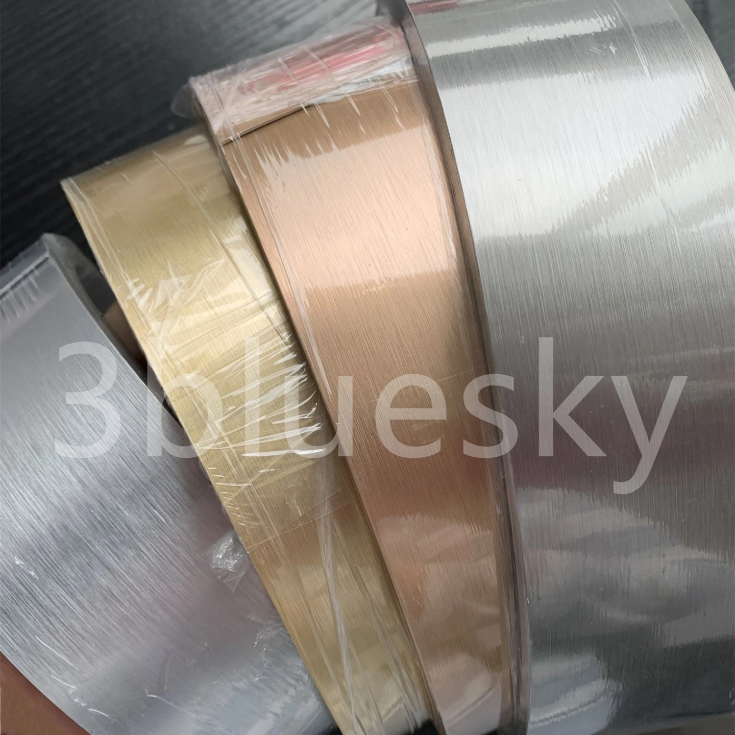 Bandas de borde para muebles de tablero ignífugo, 23mm, 55mm x 5m, Color Metal, oro rosa, plata, cromo, aluminio mate cepillado