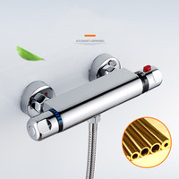 Thermostatic Shower Valve Accessory Brass Wall Mount Dual Control 38 ° Set Bathroom Silver Thermostatic Shower Mixer Valve Body