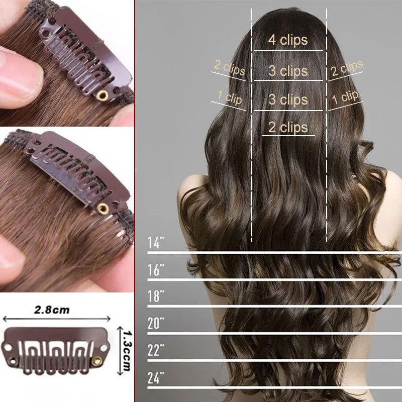 S-noilite Synthetic 24inch 140g 8PCS/set Clip In On Hair Extensions 18 Clips ins Curly Natural Hairpieces Clip In Hair For Women