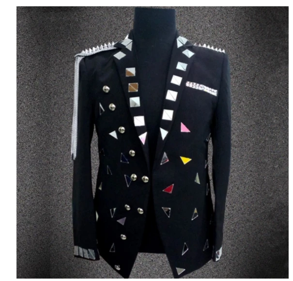 

2020 men blazer jacket outwear male clothes white black color for singer dancer performance groom dress show party Christmas bar