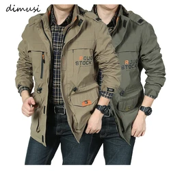 DIMUSI Men's Climbing Jackets Casual Outwear men Hiking Windbreaker Hooded Coats Fashion Army Cargo Bomber Jackets Mens Clothing