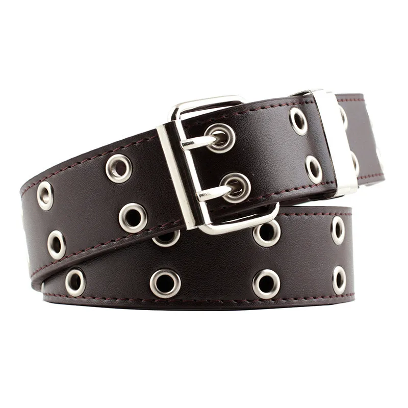 Ceinture de taille en cuir PU pour dames et filles, ceinture réglable avec JOFor, pin noir, mode hip-hop, jeans punk, nouveau