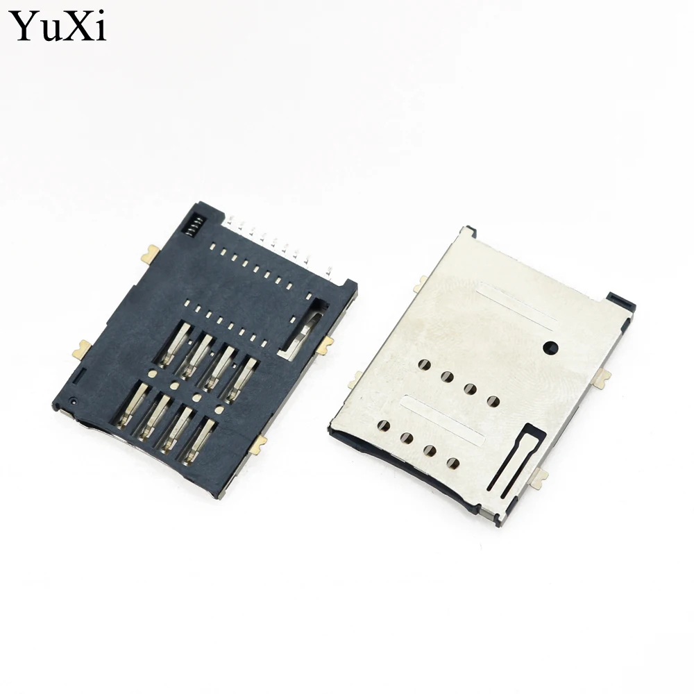 YuXi 10Pcs Sim Konektor Kartu 9Pin Selft Push Tipe untuk Tablet PC SIM Pemegang Tray Sim Soket Kartu 8 + 1P