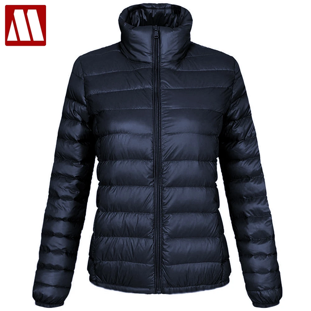 

Women Ultra Light Down Jacket Ladies Winter Duck Down Jackets Woman Slim Thin Long Sleeve Parka Zipper Coats Pockets Solid Coat