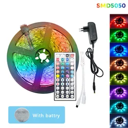 5m 10m 15m 20m taśma LED 5050 2835 RGB taśma oświetleniowa LED elastyczna wstążka pasek DC 12V boże narodzenie światła kontroler IR z adapterem