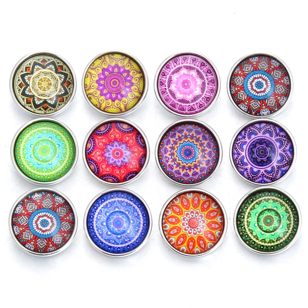 10pcs/lot New 18mm Snap Jewelry Yin Yang Heaven and Earth Pattern 18mm Glass Snap Button Jewelry Fit 18mm Leather Snap Bracelet