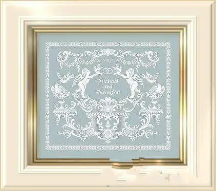 White wedding angel cross stitch package single color cartoon 18ct 14ct 11ct blue cloth kit embroider DIY handmade needlework