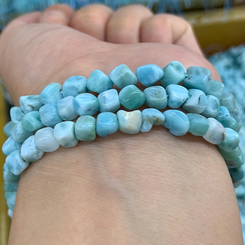 6mm Natural Larimar Stone Beads 15'' Irregular DIY Loose Beads For Jewelry Making Women Beads Bracelet Necklace Earring Gift