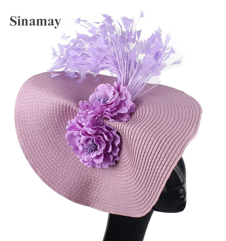 MZ001ดอกไม้หรูหราคลาสสิกผู้หญิงสุภาพสตรีเจ้าสาวออกแบบใหม่คริสต์มาสSinamay Hair Fascinatorหมวกสำหรับสุภาพ...