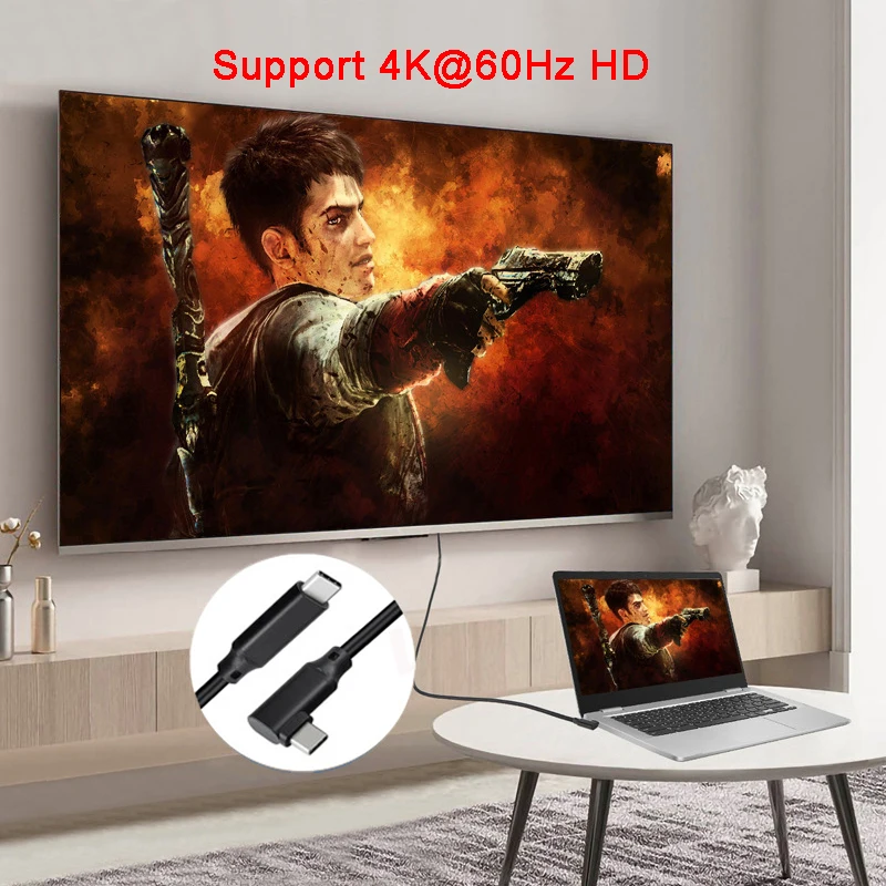 100 واط PD 5A منحني USB3.2 نوع-C كابل 4 كيلو @ 60 هرتز 20Gbps USB-C الجنرال 2 الحبل ل ماك بوك برو نينتندو كوة كويست 1 2 VR Thunderbolt3