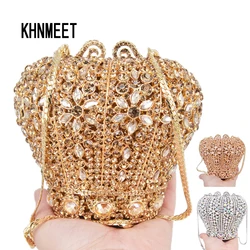 KHNMEET Stylishly Cute Crystal Bags Crown Designer Purse Wedding Prom bags Female pochette Diamond Evening Bags Wristlets SM26