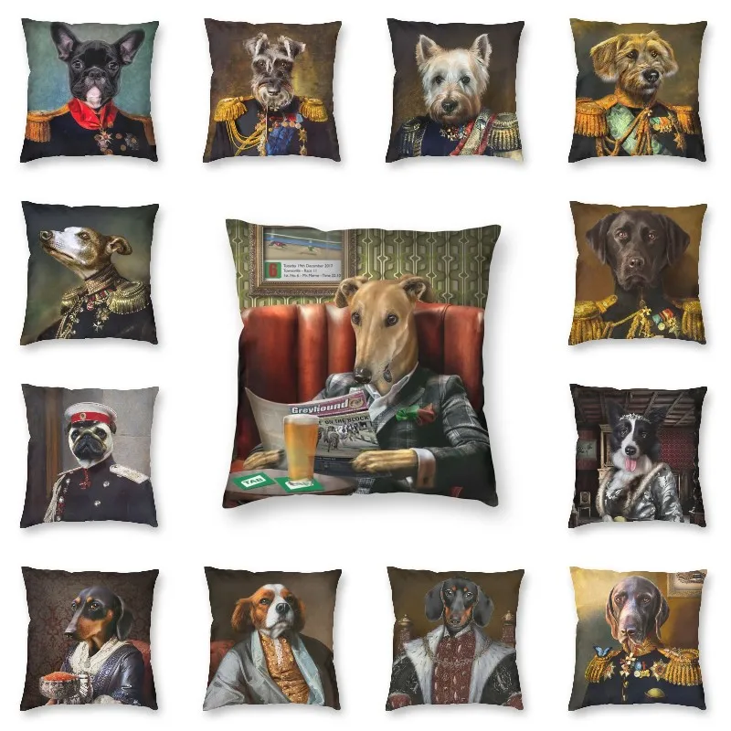 Cool Greyhound Dog Portrait Rusty Square Pillow Case Home Decorative Sighthound Italian Whippet Cushion Cover for Sofa