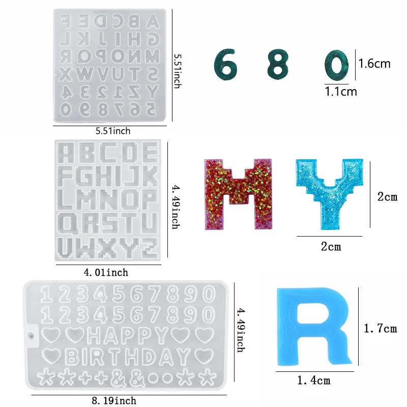 1pcs Crystal 3D Alphabet Letter Number Pendant Casting Silicone Mold For UV Epoxy Resin Mold DIY Crafts Jewelry Making Tools