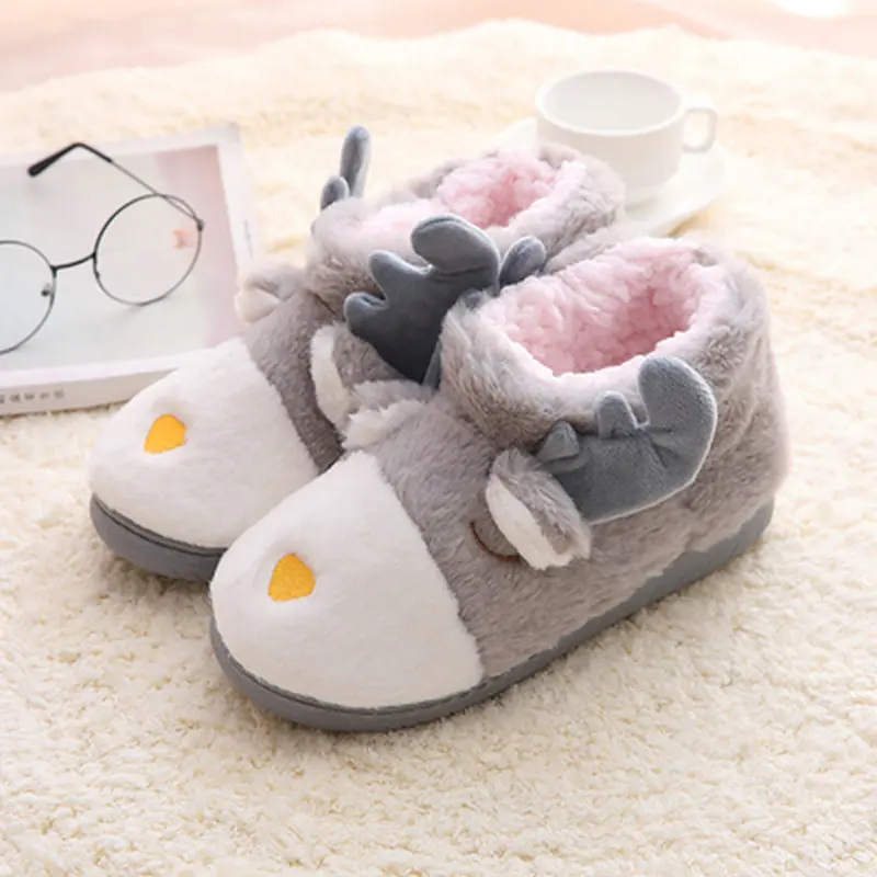 Winter  Women Home Fur Slides Outside for Female Indoor Warm Plush  Cotton Shoes Non-slip Furry Slippers