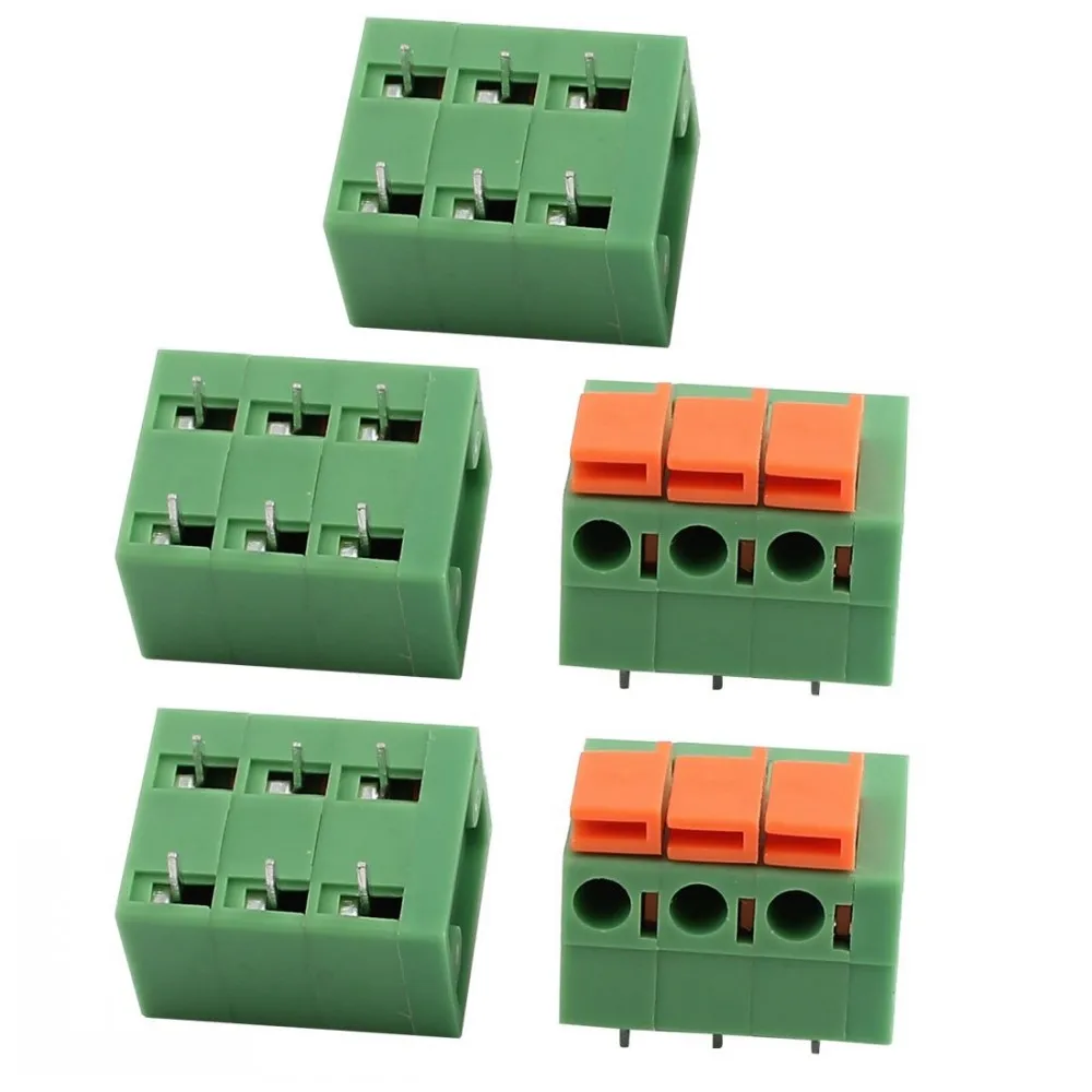 100PCS KF141R KF141V 2,54mm Pitch PCB Gerade/Gebogen Fuß Anschlüsse 2/3/4/5/6/7/8/9/10P Frühling Screless Terminal Blöcke Grün – Detail 12