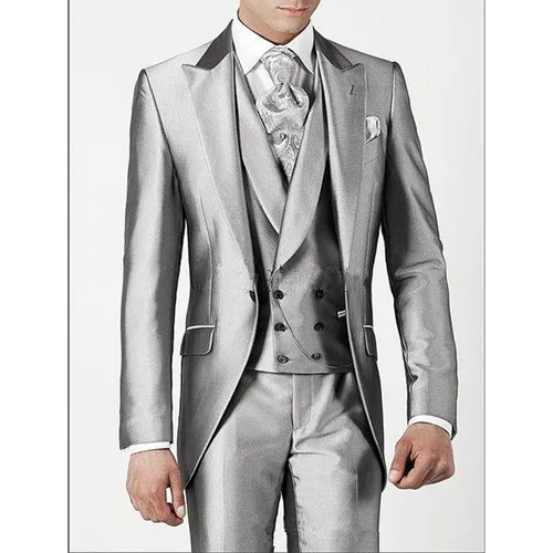 Imagen 2 del producto Traje de diseño italiano para hombre, esmoquin de novio, chaqueta, pantalones y chaleco, traje Elgant Terno para boda y graduación, novedad