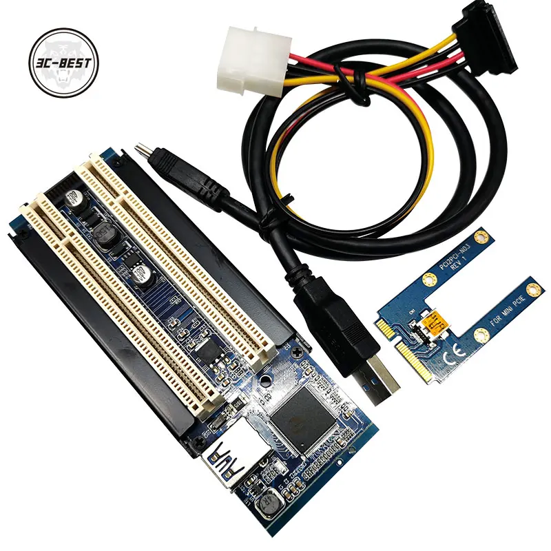 Half-size / Full-size Mini PCIe To 2 PCI 32bit slots adapter mini pci-e riser card for PCI Sound Card Network card graphics card