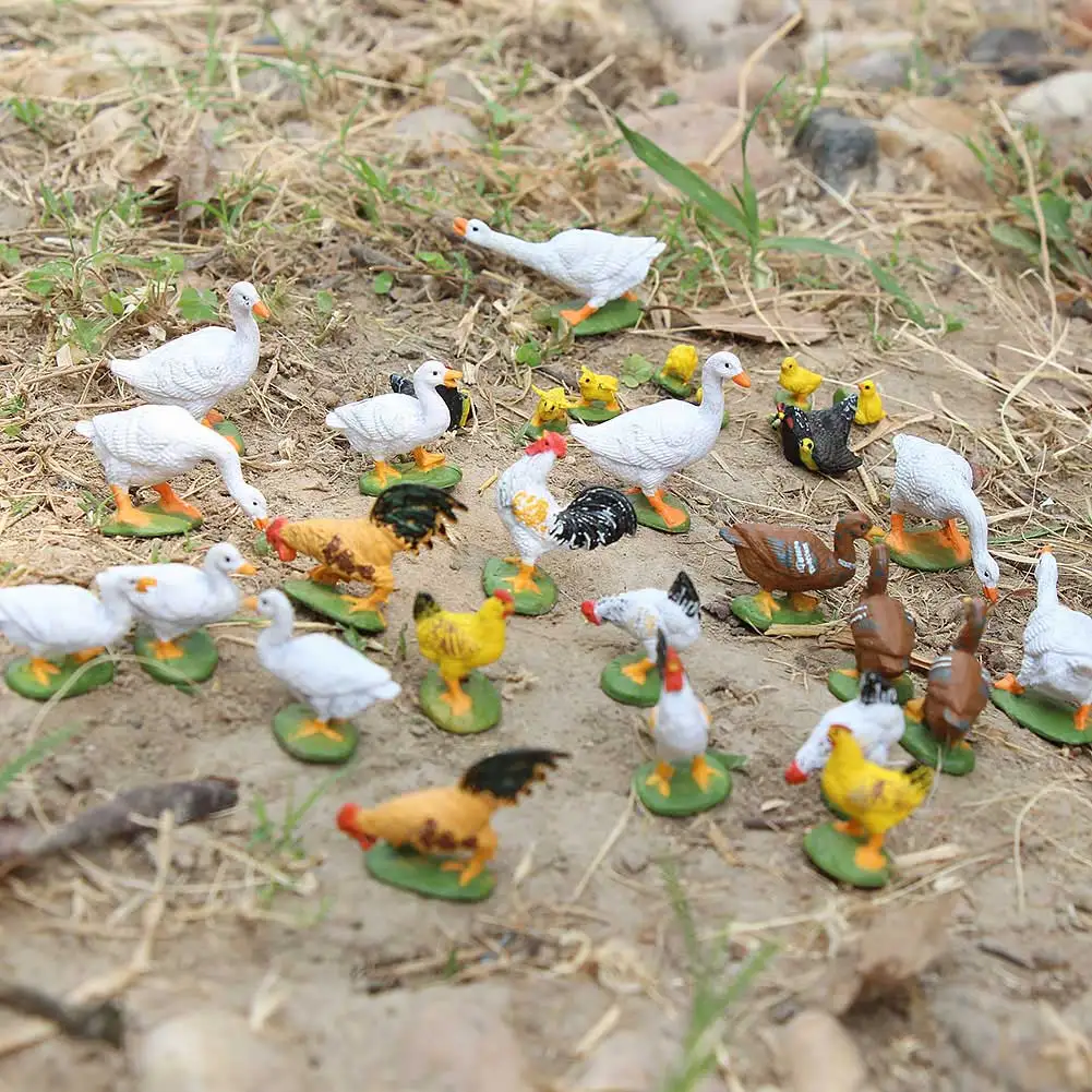 Evemodel 15pcs/30pcs 1:43 PVC Model Chicken Duck Hen Goose O Scale Poultry Domestic Fowl AN4304