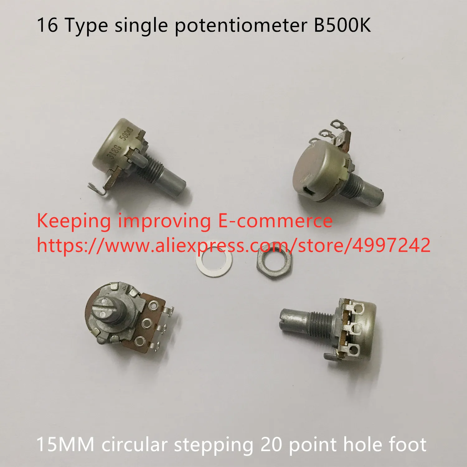 Original new 100% 16 Type single potentiometer B500K 15MM circular stepping 20-point hole foot (SWITCH)