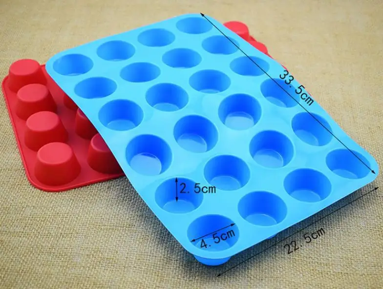 Mini Muffin Cup 24 Cavity Silicone Cake Molds Soap Cookies Cupcake Bakeware Pan Tray Mould Home DIY Cake Mold SN2804