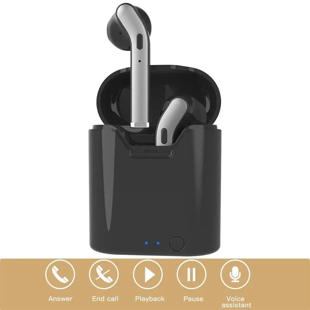 True Wireless Earpieces Mini Earphones Double In-Ear Headsets with Microphone Noise Cancelling for Cell Phones