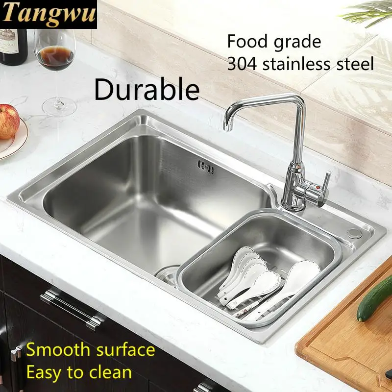 Free shipping Hot sell balcony kitchen single trough sink standard 304 food-grade stainless steel 580x430/620x440/650x430 MM