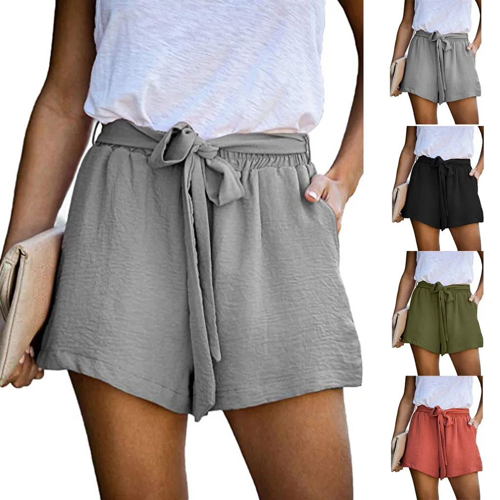 

Short Pants Summer Cotton Linen Women Shorts New Fashion Female Wide Leg Trousers Casual Loose Plus Size Elastic Shorts