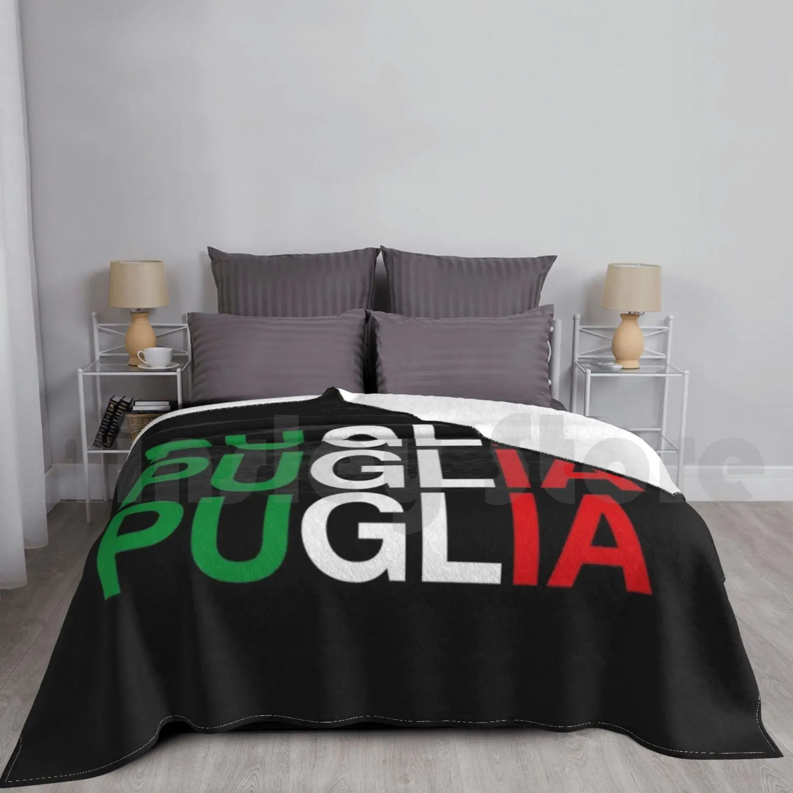بطانية العلم الإيطالي Puglia أزياء مخصصة Puglia إيطاليا إيطاليا باري نموذج البحر الأدرياتيكي الأخضر #1