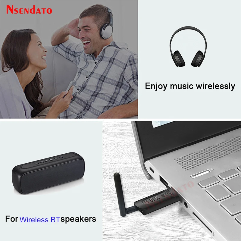 Wireele-adaptador inalámbrico BT 5,0 para TV, PC y PS4, transmisor de Audio de 3,5mm con conector AUX, apt-x, AptX de baja latencia