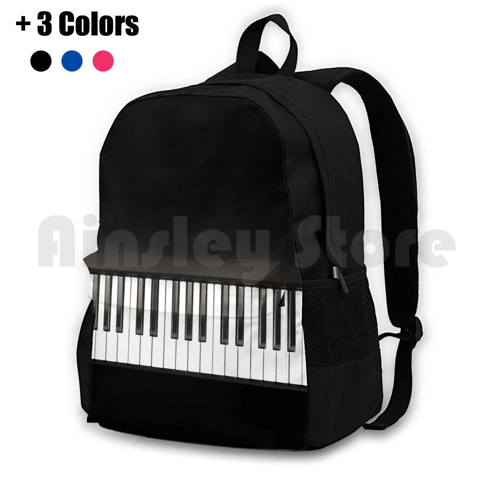 Piano Music Black And White Outdoor Hiking Backpack Waterproof Camping Travel Piano Piano Keys Music Keyboard Music Lover Rose