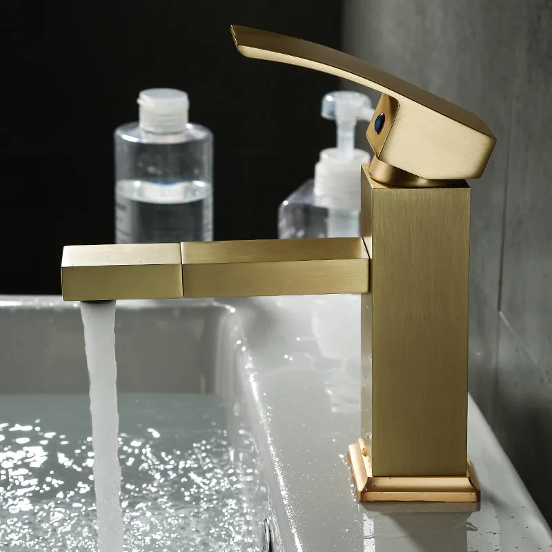 

Brushed gold/Black Bathroom Basin Faucet Brass 360 Rotation Toilet Sink Faucet Single Handle Deck Mounted Crane Tap