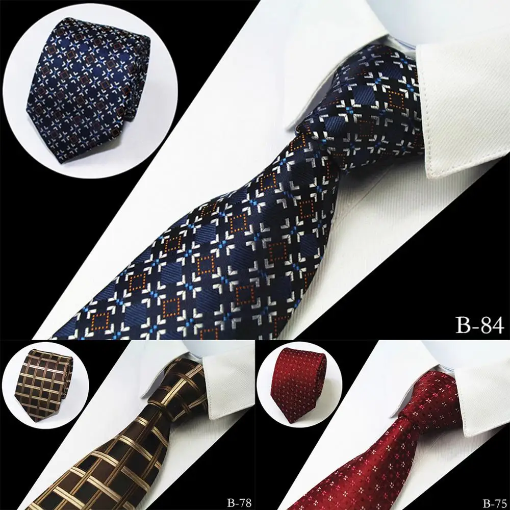 Ricnais New Slim Luxury Tie 100% Silk Jacquard Woven Ties For Men 7cm Striped Neckties Man's Neck Tie For Wedding Business
