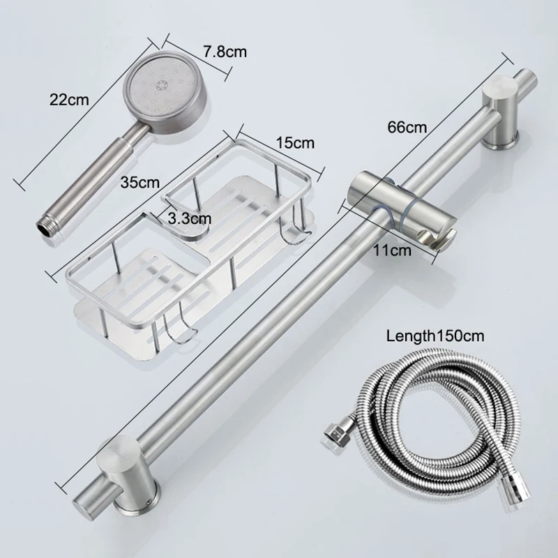 Bad Douche Sliding Bar Met Handdouche Bad Plank Rvs Bad Douche Set Geborsteld Nikkel Afgewerkt ELF981