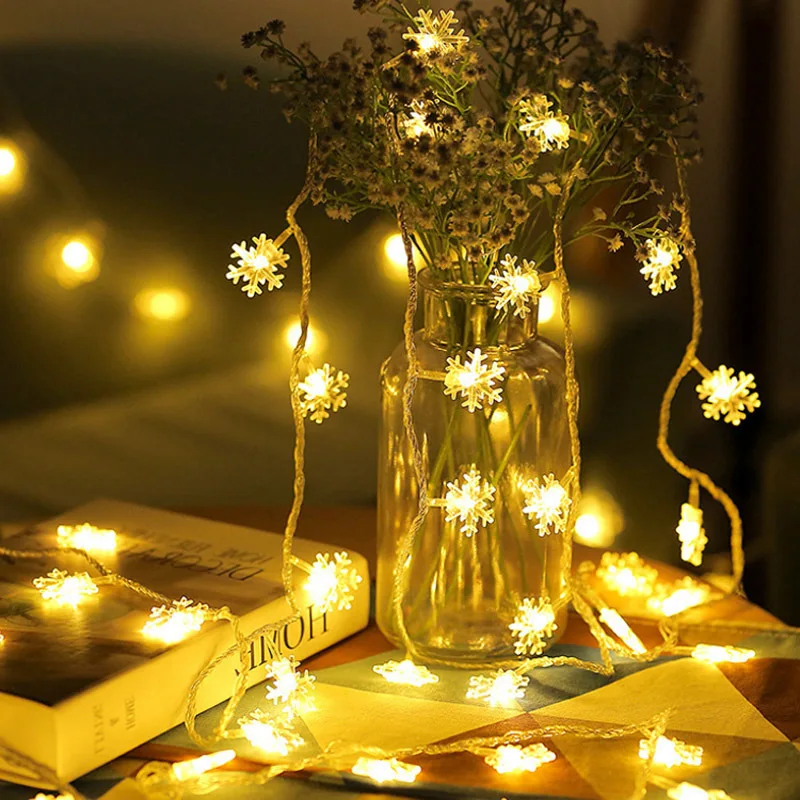

Christmas Decorations for Home LED Garland Holiday Snowflakes String Fairy Lights Ornaments Christmas Tree New Year Home Decor