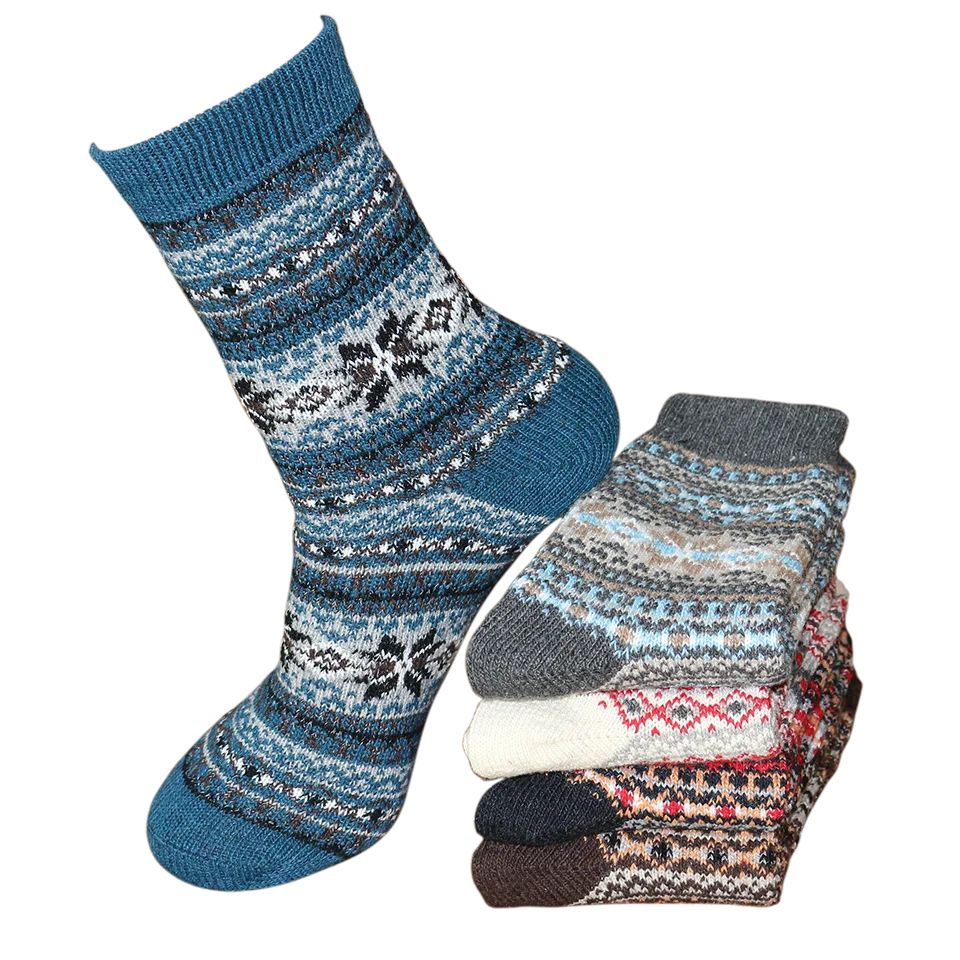 Winter Women's Thick Warm Solid Color Wool Harajuku Retro Cold Resistant Fashion Casual Socks 5 Pair