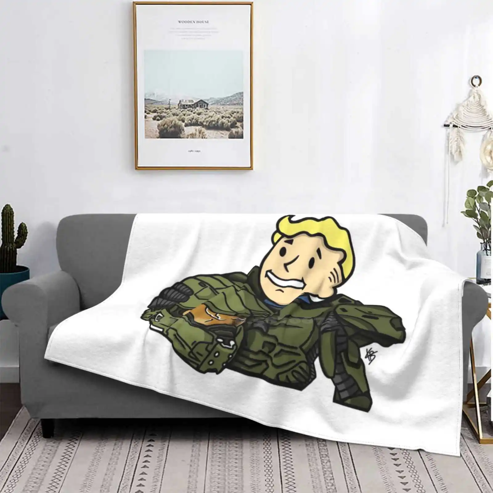 Master Chief Boy Air Conditioning Blanket Soft Throw Blanket Boy Master Chief Cortana 4 New Vegas Green Videogame Reach