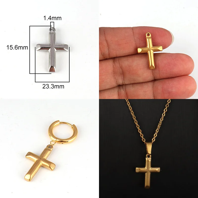 5pcs Stainless Steel Charms Cross Charms Geometric Cross Pendant For DIY Jewelry Necklace Bracelet Jewelry Accessories