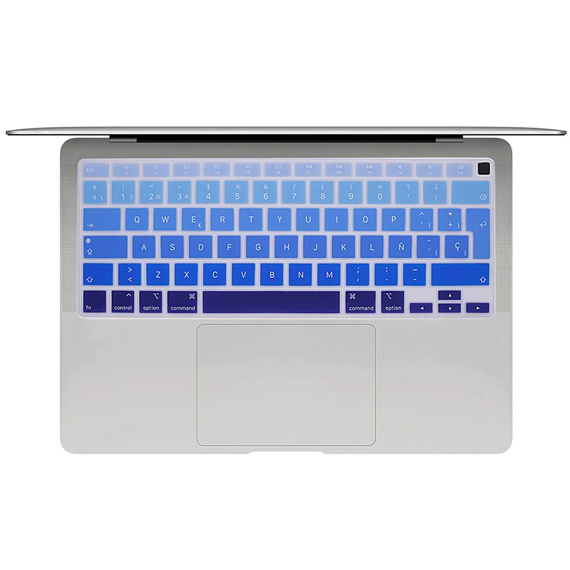 Ombre Rainbow Silicone EU Spanish Keyboard Cover Protector Skin For MacBook Newest Air 13 touch bar ID A2179 (2020 Release)