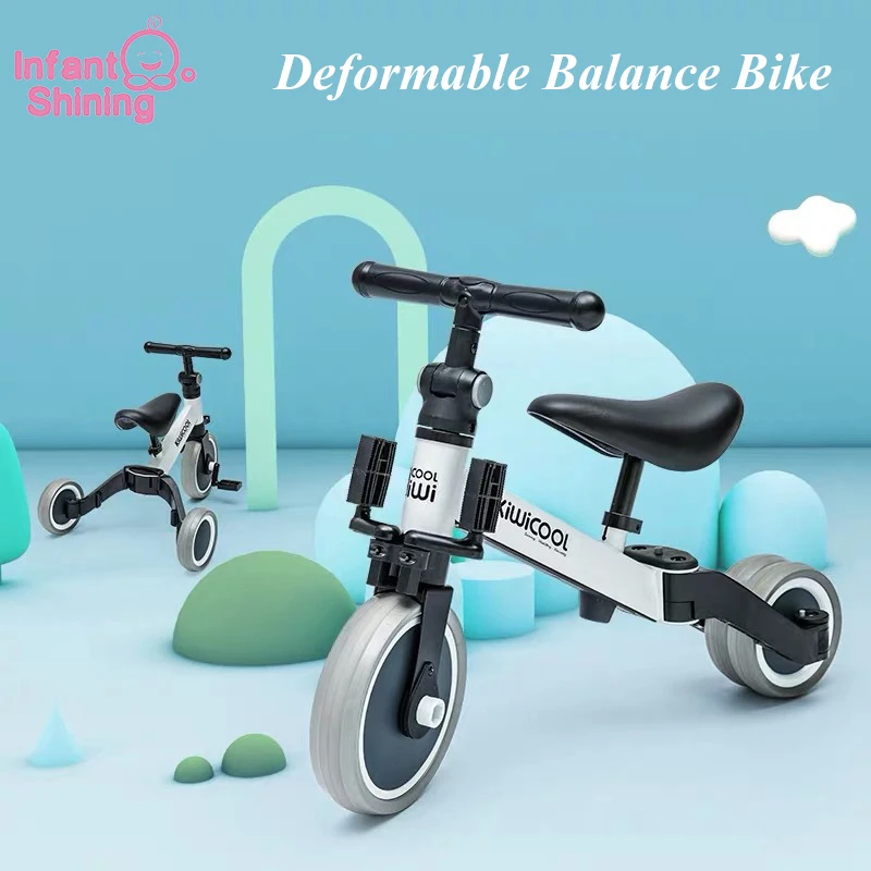 Infant Shining Children's Tricycle 3-in-1 Children's Scooter Balance Bike 1-6 Years Ride on Car 3 Wheels Non-inflatable