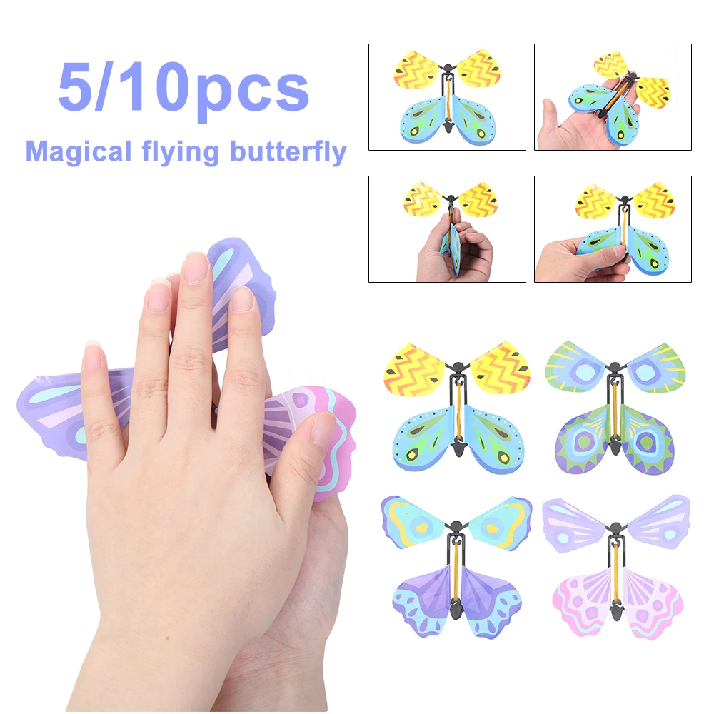 5/10PcsMagical Flying Butterfly Magic Tricks Funny Surprise Prank Toys in the Book Flying Kids Party Birthday Surprise Tricks