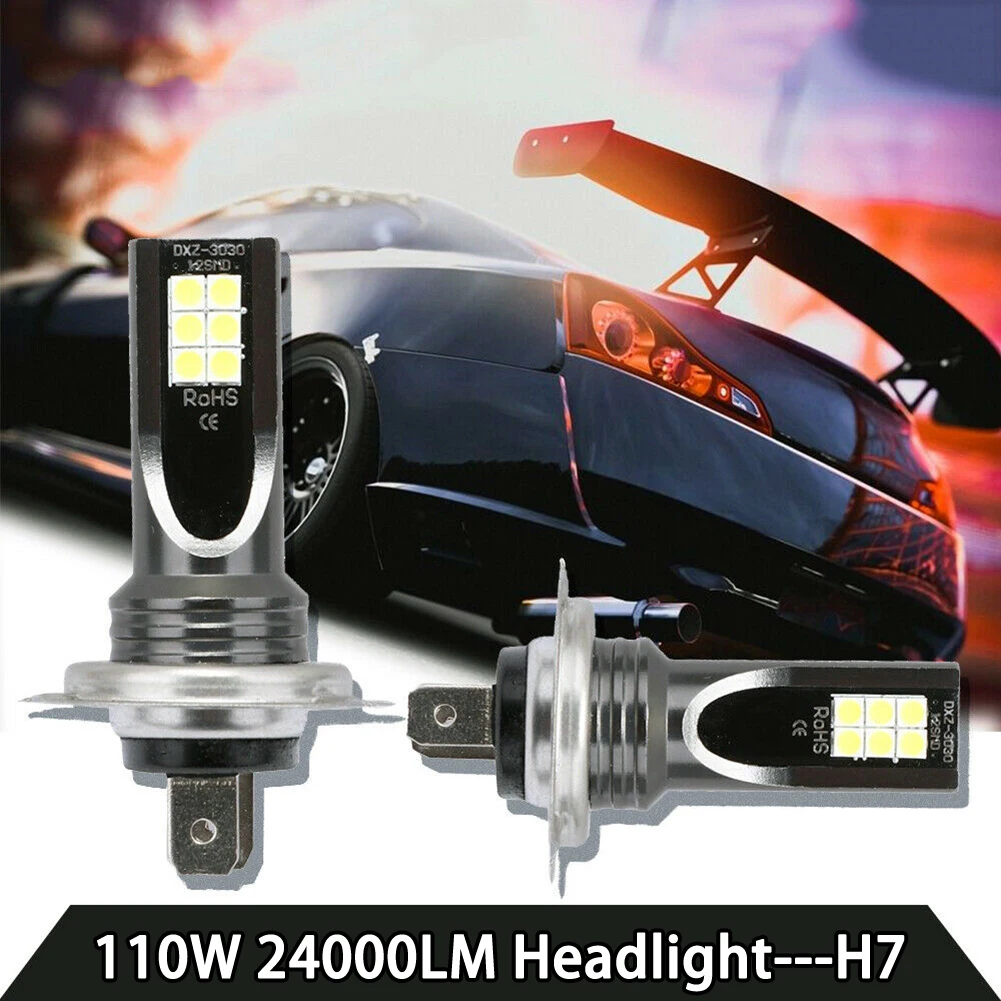 

2pcs H7 80W 10000Lm LED Car Headlight Conversion Globes Bulbs Beam 6000K Kit