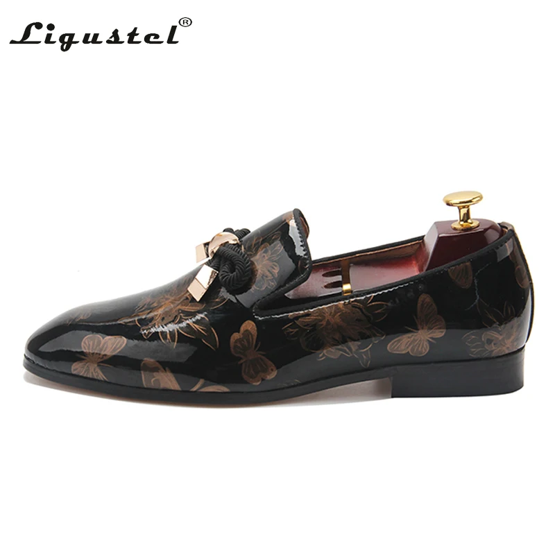 Ligustel-mocasines de piel auténtica para hombre, zapatos masculinos de estilo Casual, originales, de lujo, para fiesta de boda, con fondo rojo, de talla grande 13