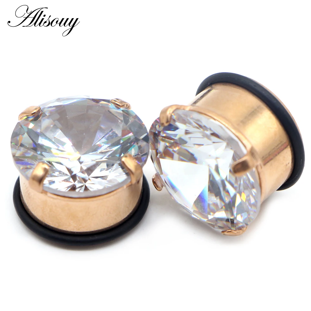 Simple Ear Plug Tunnel Zircon Earring Expander