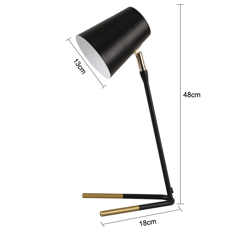 Imagem -05 - Nordic Simples Ferro Led Abajur Moderna Campo Desk Lamp Preto e Branco Estudo Quarto Salão Livraria Hotel Leitura E27