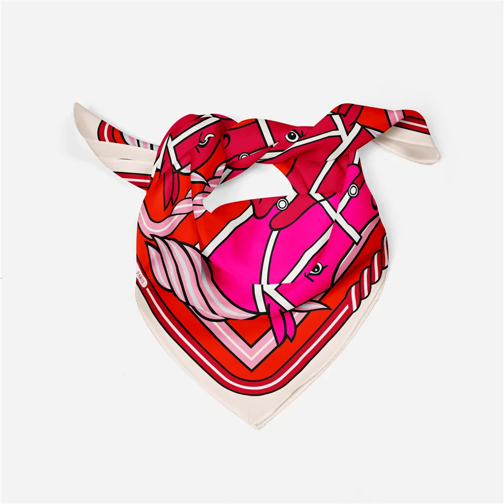 Twill Seide Schal Frau Pferd Kopf Malerei Quadrat Schals Wraps Bandana Kleine Hijab Seide Foulards Krawatte Stirnband Halstuch 53CM – Detail 14