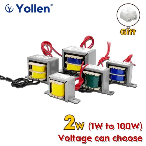 Transformador de potencia EI de 2W, voltaje de Audio de 2VA personalizado de 220V/380V/110V a 9V/12V/15V/18V/24V/110V, aislamiento de salida Dual de cobre DIY
