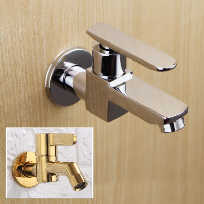 Home Bathroom single cold Taps Brass Wall Mount Bibcock Decorative Outdoor Garden Faucet Black quick open wc Tap